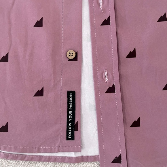Belong Designs Follow you Passion Button Down Mauve Purple Shirt Size M Gorpcore - Picture 2 of 3